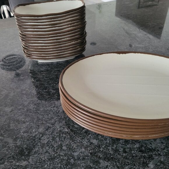 Melamine Restaurant Ware Plates Bowls Appetizer Sauce Dish Brown Cream 10 of eac - Picture 6 of 16